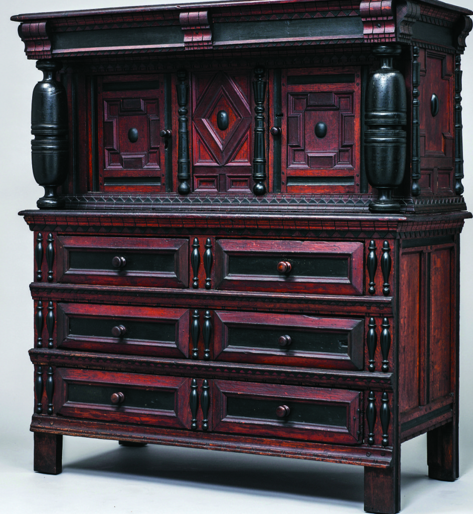 Court cupboard, 1665–73. Red oak with red cedar and maple (moldings) and Northern white cedar and white pine. The Wallace Nutting Collection, gift of J. Pierpont Morgan Jr, 1926.