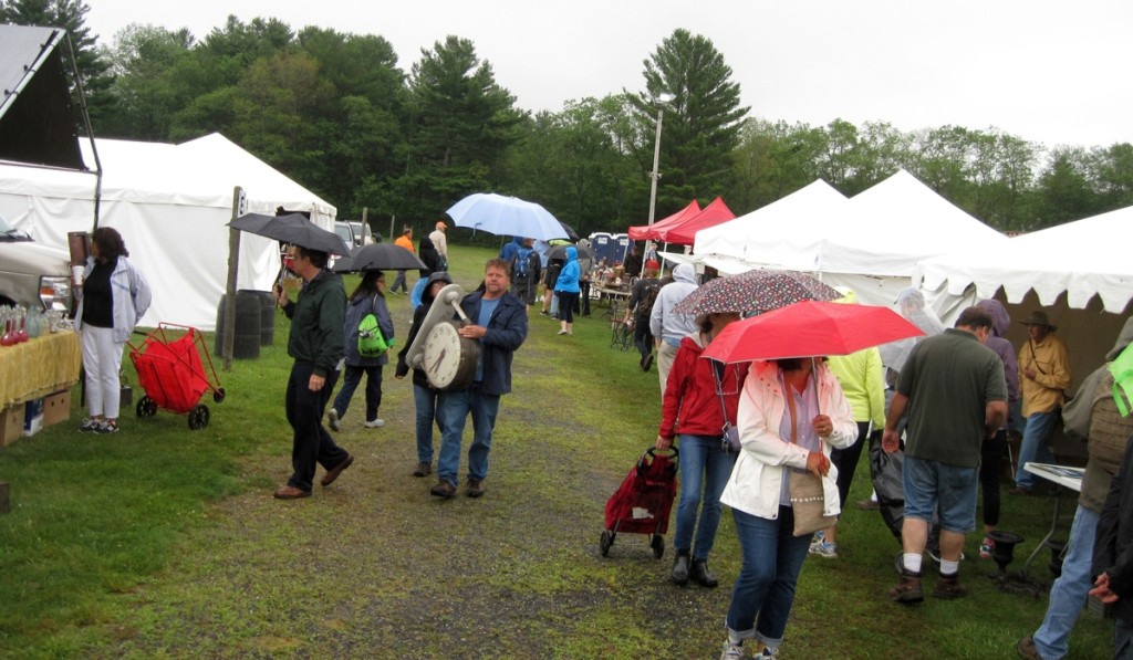 Friday morning equipment at J&J Promotions included umbrellas as well as cash, checks and credit cards.