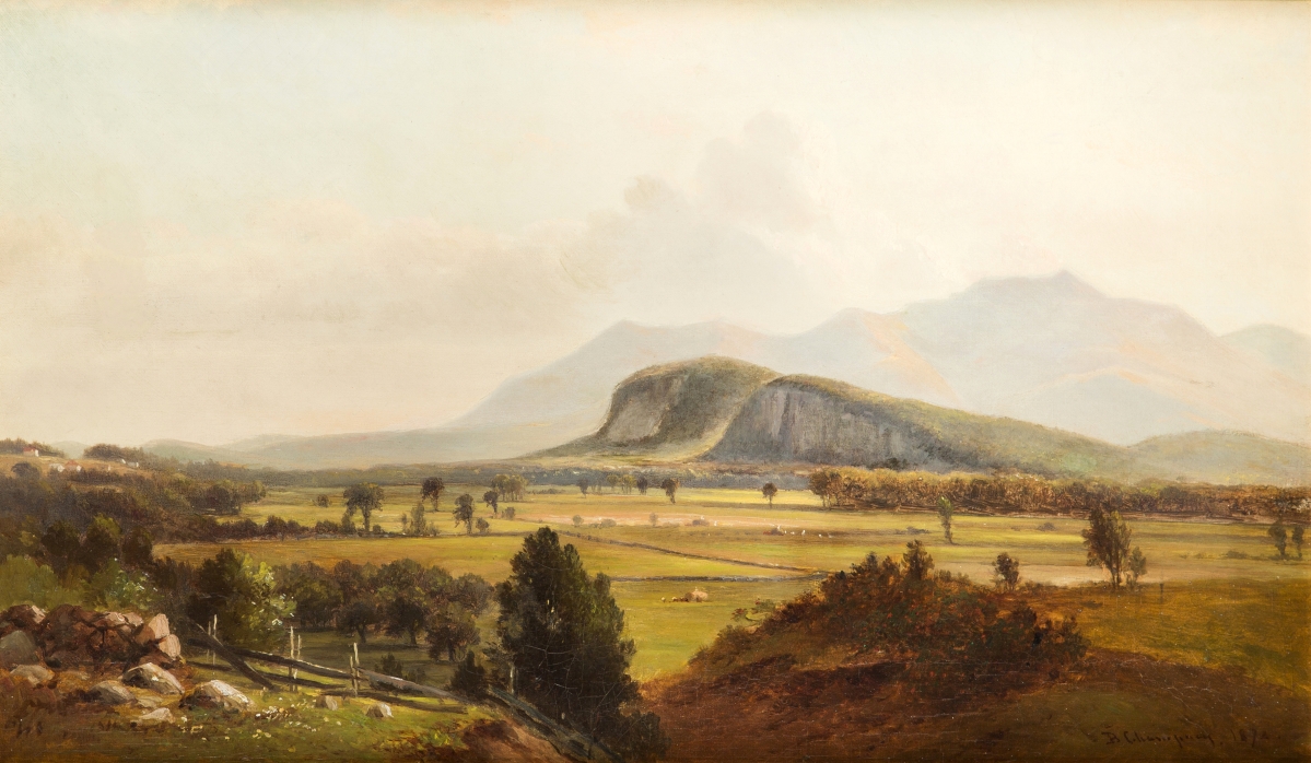 The highlight of the sale, bringing $42,000, was Benjamin Champney’s “Moat Mountain From Intervale,” 1872. It is one of Champney’s most iconic paintings, having been exhibited in major exhibitions of White Mountains art and having been a centerpiece of one of the most important collections of White Mountains art.