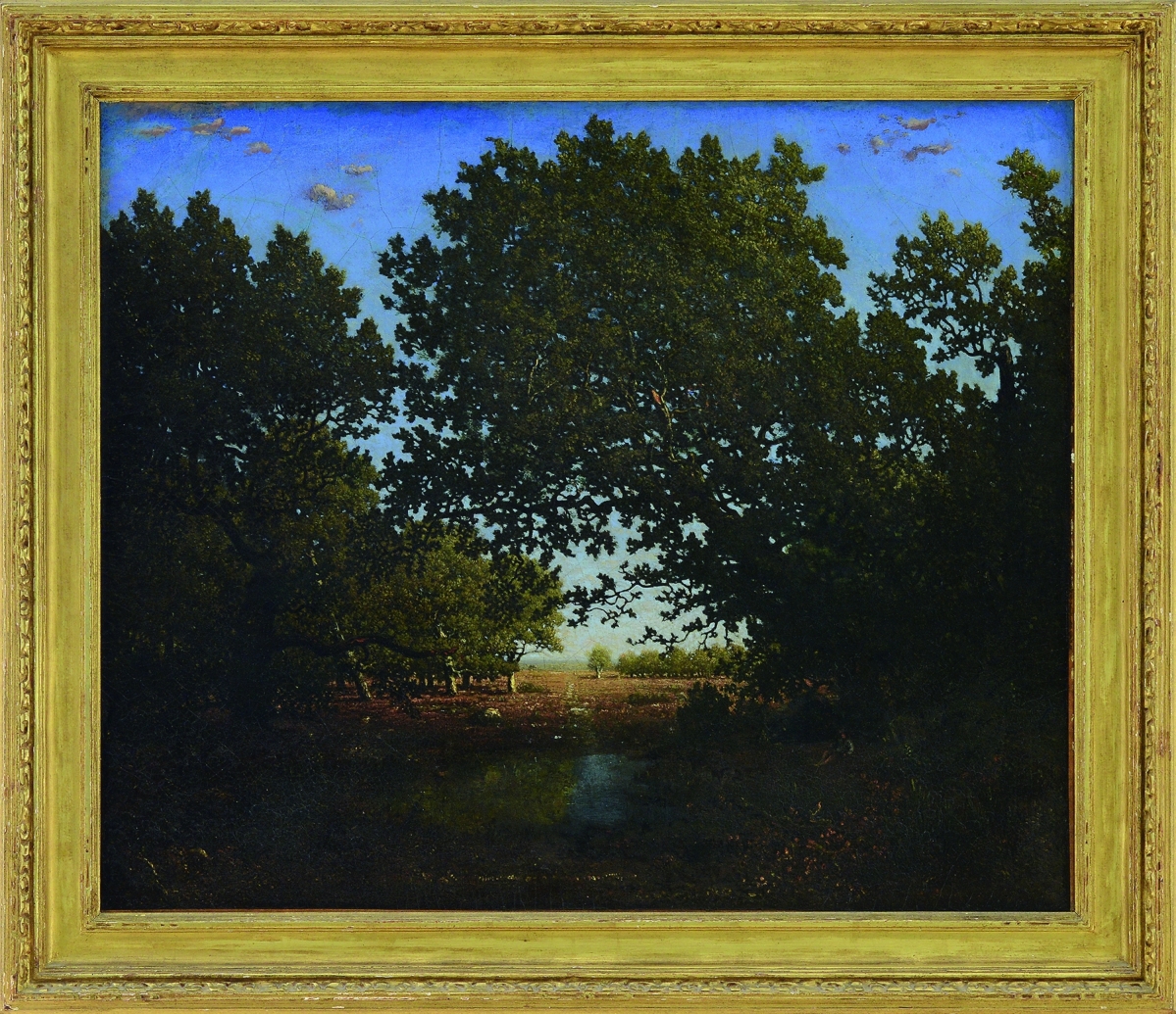 The $8,000 high estimate did not last long as active bidding drove the price for “Figure Beside Woodland Pool Looking Across to Pasture” to $60,500. This oil on canvas, attributed to Narcisse-Virgil Diazde La Pena, was housed in a carved giltwood frame with possibly a partial signature lower left. It measures 21½ by 25½ inches and the provenance lists the Webster Family Trust descended from the Rockefeller/Dodge Family.