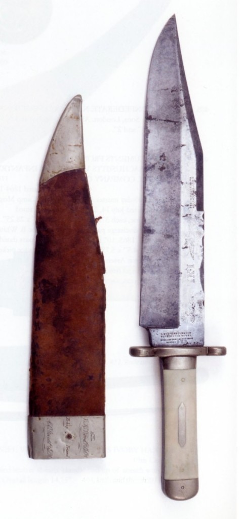 This Civil War presentation Bowie knife, illustrated in E. Norman Flayderman’s The Bowie Knife: Unsheathing an American Legend, went solidly within estimate at $12,000.