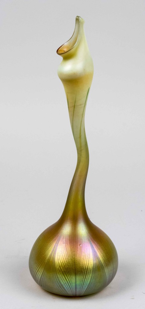 Tiffany Favrile Glass Gooseneck Sprinkler Vase.