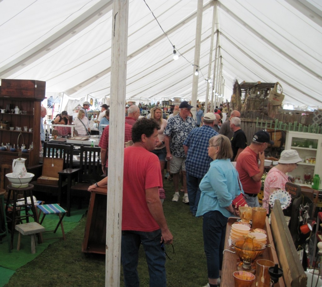 The crowds just kept on coming at Cider House Antiques Show, here in the pavilion.