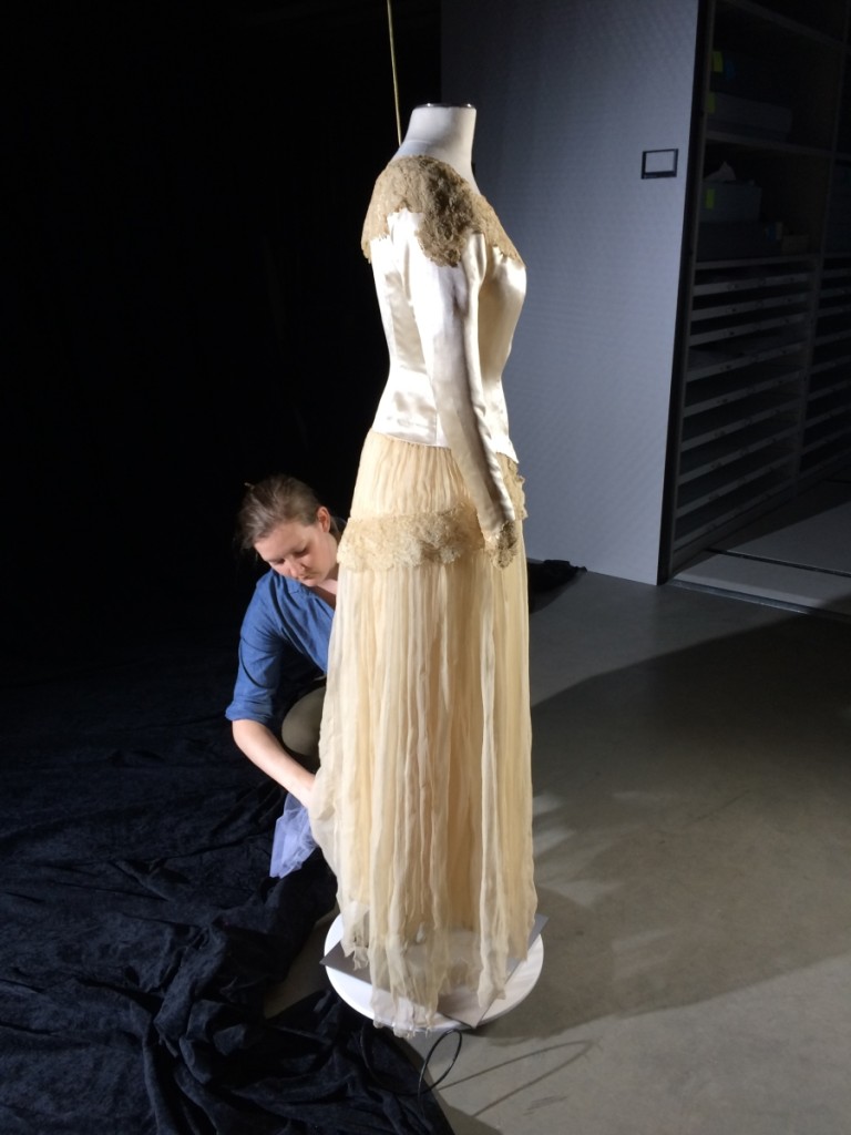 Arline Bishop’s wedding dress, originally worn in 1928 and later worn by four other women in her family.