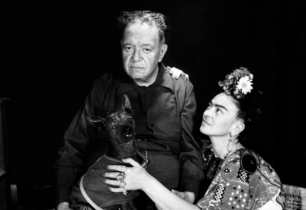 “Diego Rivera, Frida Kahlo and Frida’s Chihuahua, Mexico, 1952” by Marcel Sternberger.