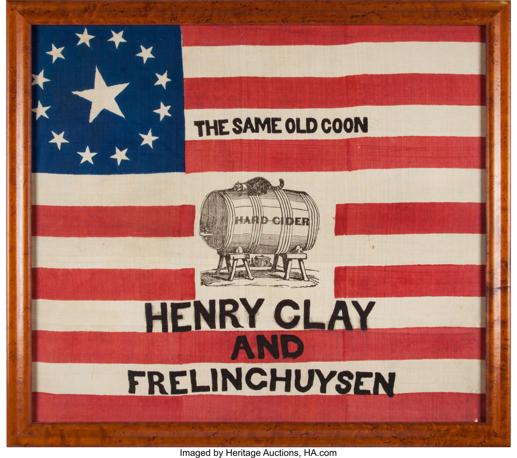 Clay & Frelinghuysen A Magnificent 1844 Campaign Flag Banner Heritage Au...