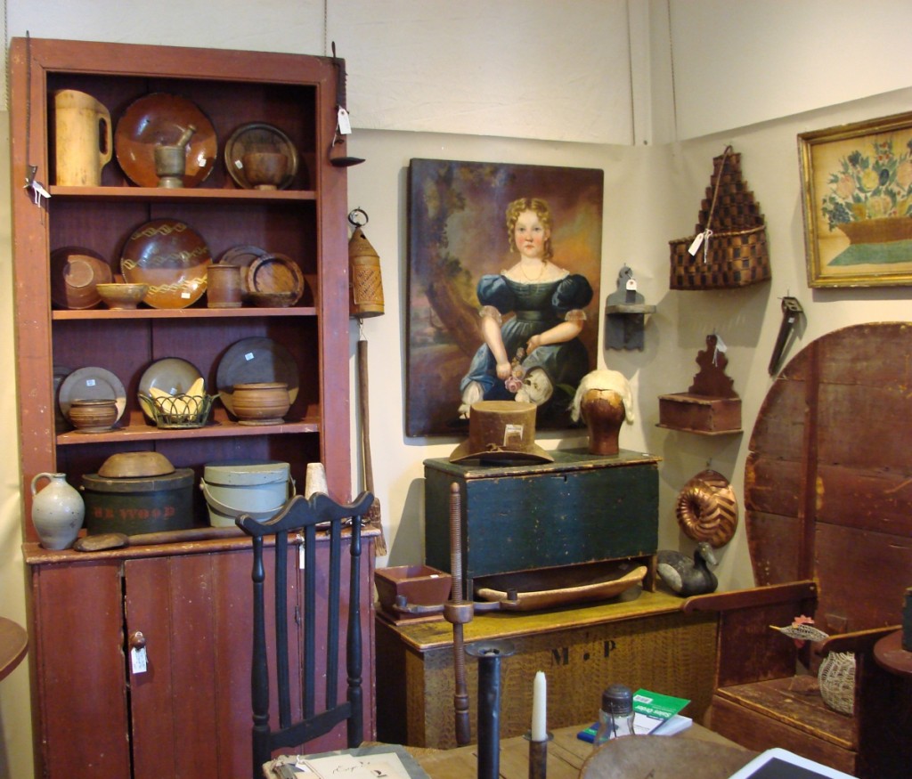 Bob Perry, Orchard Park, N.Y., brought a wide selection of furniture and woodenware with original painted surfaces.