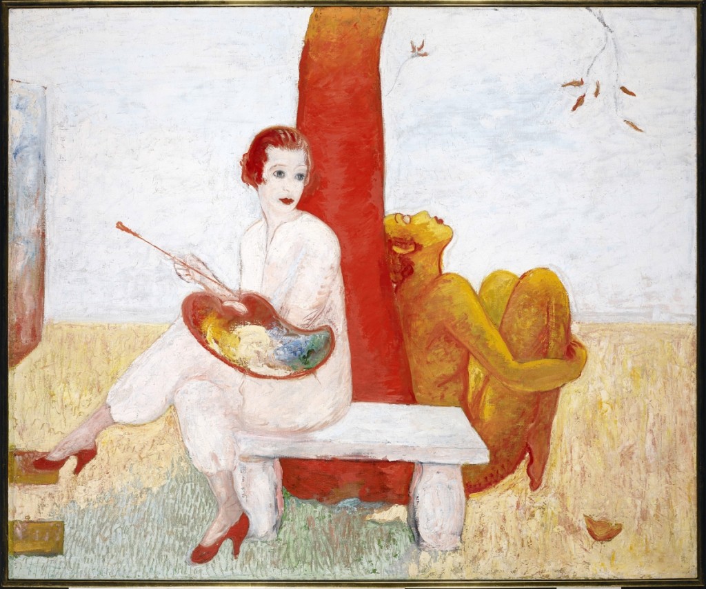 “Self-Portrait with Palette (Painter and Faun),” undated. Avery Architectural and Fine Arts Library, Columbia University. While living in Paris, Stettheimer saw Vaslav Nijinsky dance the title role in Claude Debussy’s Afternoon of a Faun, produced by the Ballets Russes. The experience sparked an interest in ballet, theater and mythology that extended through her career.