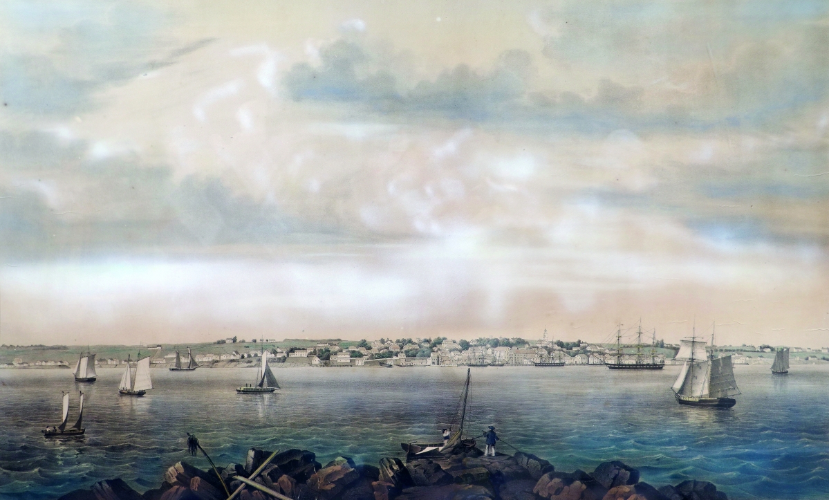 “Castine, from Hospital Island,” drawn by F.H. Lane; lithograph by L.H. Bradford Lithography, Boston, circa 1855; published by Joseph L. Stevens Jr Collection of Roswitha and William Trayes.