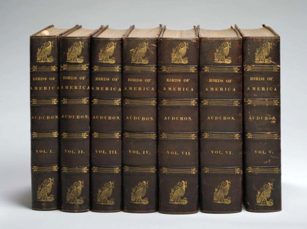 The first octavo edition of Audubon’s The Birds of America in seven leather-bound volumes, containing 500 hand colored lithographic plates, published between 1840 and 1844, realized $33,600.