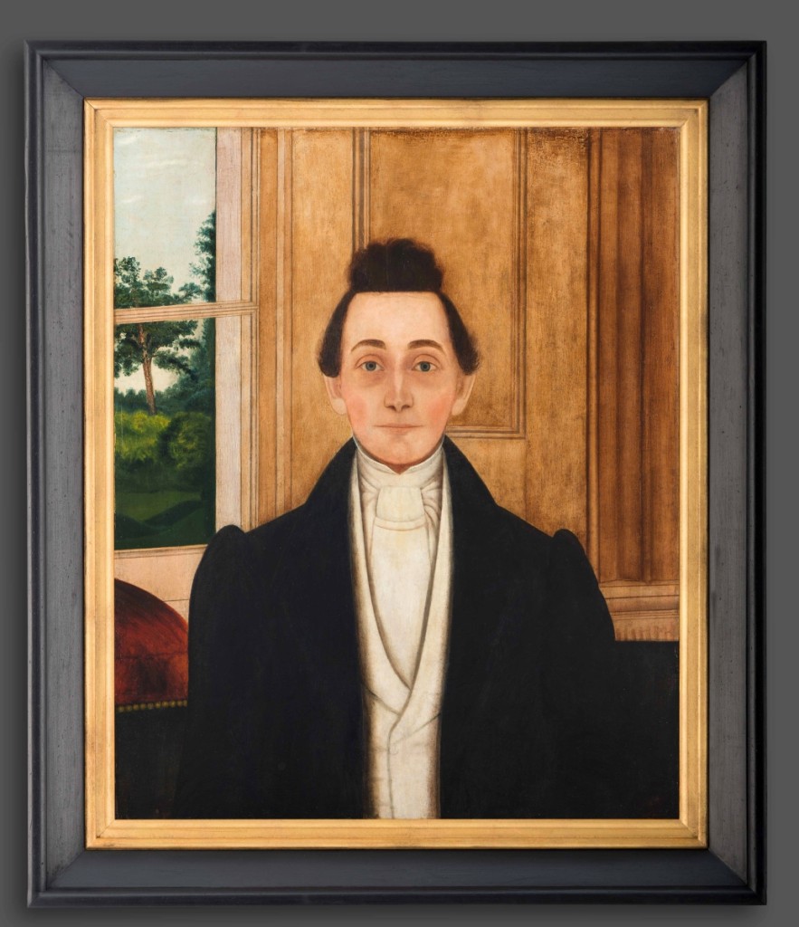 “Portrait of Charles Henry Robertson,” unidentified artist, Charlotte County, Va., probably 1825–30. Oil on tulip poplar panel. Gift of the Boswell family in memory of the subject’s great-great-grandson, John Iverson Boswell, 2012.