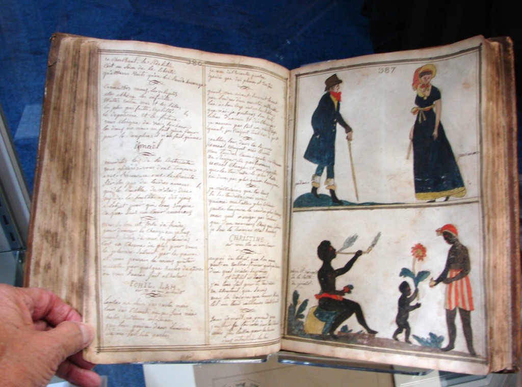 Justin Croft Antiquarian Books, Ltd, London, had a circa 1820–30 French “Commonplace” book. It included recipes, a calendar, accounts and history of the Revolution, popular songs, verses, etc. With numerous hand drawn, colorful illustrations, it was priced at $16,000. —ABAA Boston Book Fair