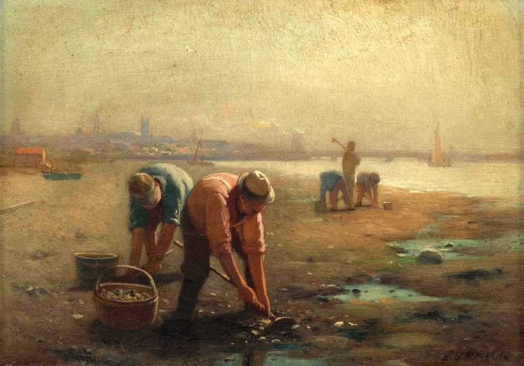 An L.D. Eldred (Massachusetts, 1848-1921) scene of clam gathering in Fairhaven, Mass., realized $26,400.