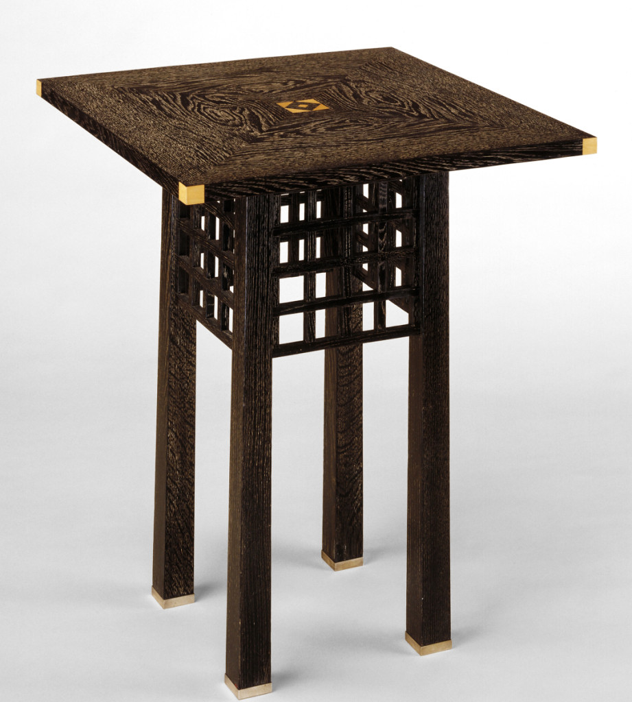 Table designed by Josef Hoffmann (1870–1956) and executed by Wiener Werkstätte, 1904. Ebonized oak with pores chalked white, boxwood inlay and silver-plated mounts. Minneapolis Institute of Art.