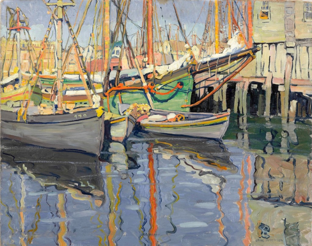 “Fishing Boats, Gloucester,” circa 1915–20. Oil on canvas, 24 by 30 inches. Brooklyn Museum. —Jonathan Dorado photo