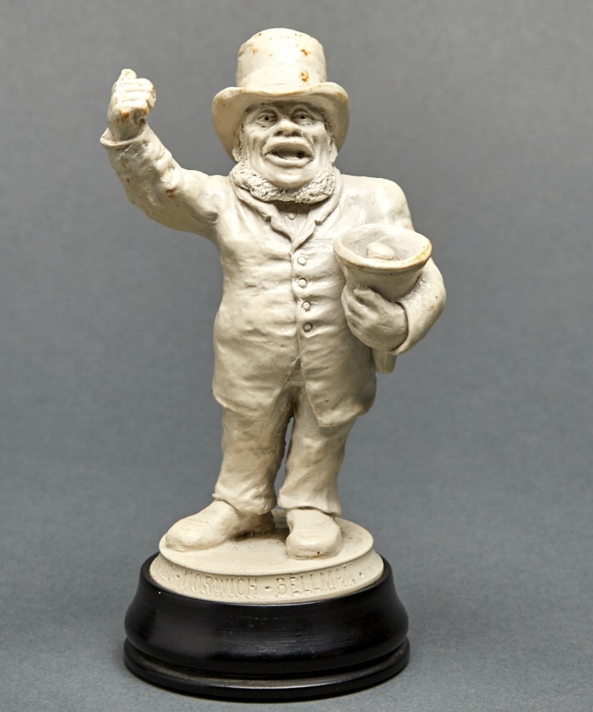 This Martin Brothers stoneware portrait figure of Will Childerhouse, “The Norwich Bellman,” 1900, sold for $10,200 ($3,5/5,000).