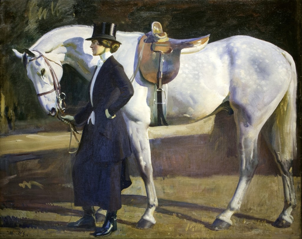 Sir Alfred Munnings (1878–1959) was one of England’s finest painters of horses. A treasure in the Pebble Hill Plantation collection, “The Artist’s Wife and ‘Isaac’” depicts Violet McBride, whom Munnings married in 1920, with her favorite mount.