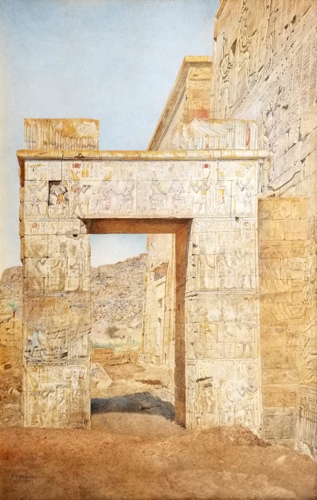 “The Gateway, Philae” by Henry Roderick Newman (1843–1917), 1892, watercolor, 26 by 17 inches.