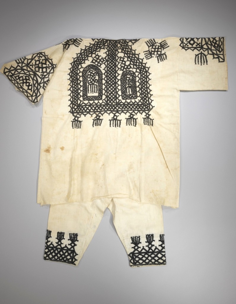 Boy’s blouse for a symbolic “children’s wedding” Tafilalet, Morocco, mid-Twentieth Century; cotton, cotton-thread embroidery. The Zeyde Schulmann Collection in the Israel Museum, Jerusalem, B63.10.2680