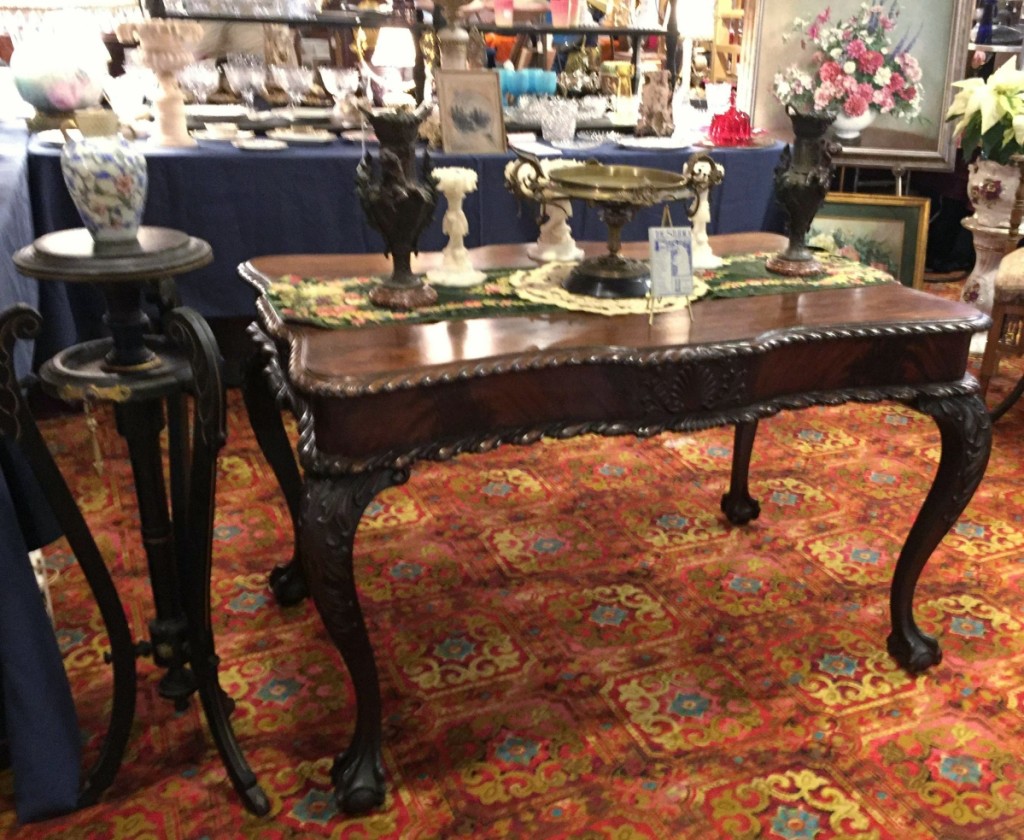 Michael Chellel operates his business, The Studio, in New Bedford, Mass. He specializes in Nineteenth Century interiors, including upholstery and window treatments. He was exhibiting a circa 1870 bronze and marble tazza, at $750.