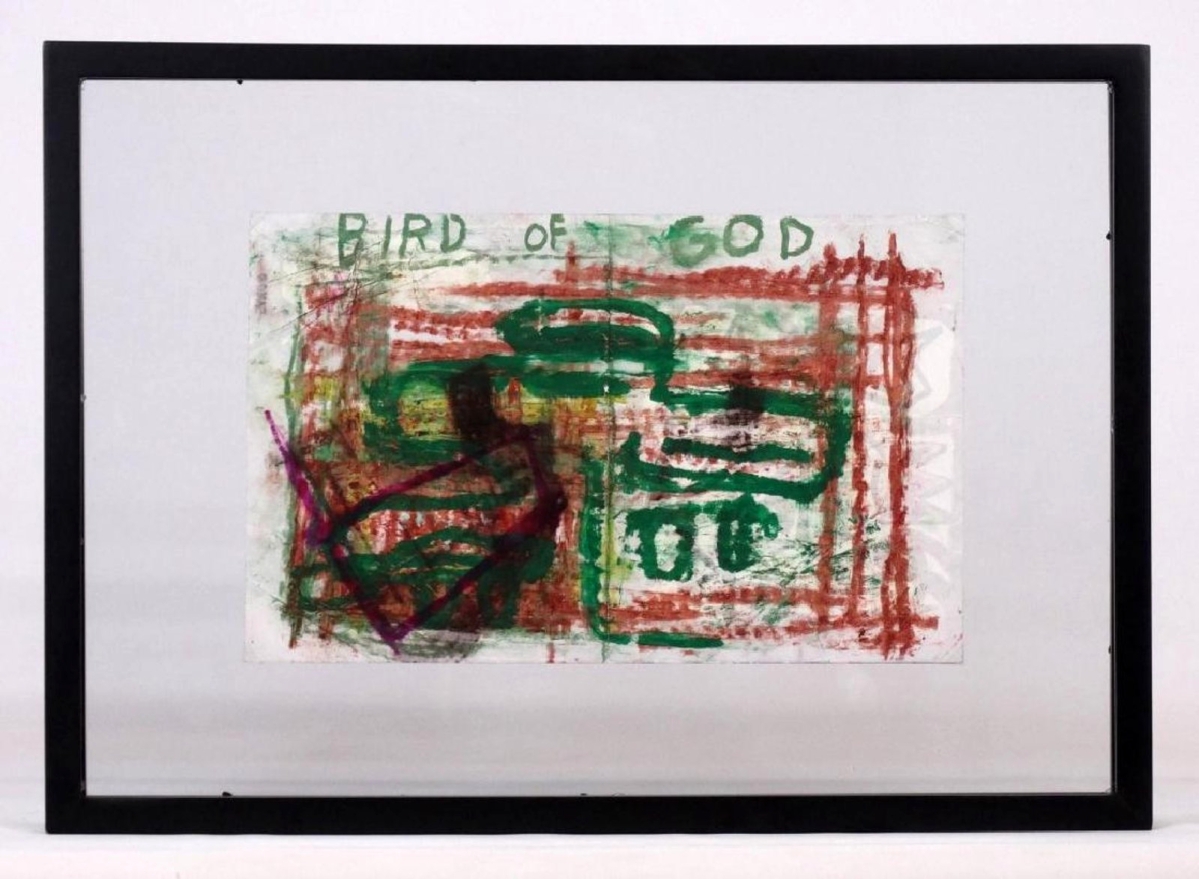 The top lot of the sale was an oil stick on paper work by the late American Neo-Expressionist artist Jean-Michel Basquiat. Titled “Bird of God,” the work brought $12,980. Copake has sold five Basquiat works, all from the same consignor, in the past year.