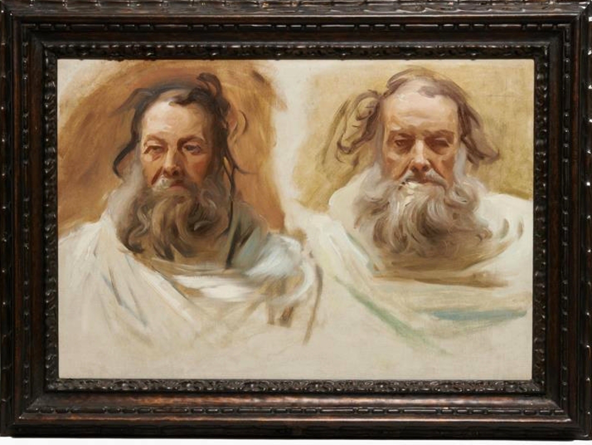 Topping the sale was John Singer Sargent’s “Two Heads of a Bearded Man” a study for the “Frieze of the Prophets,” which hangs in the Boston Public Library. It sold for $97,600.