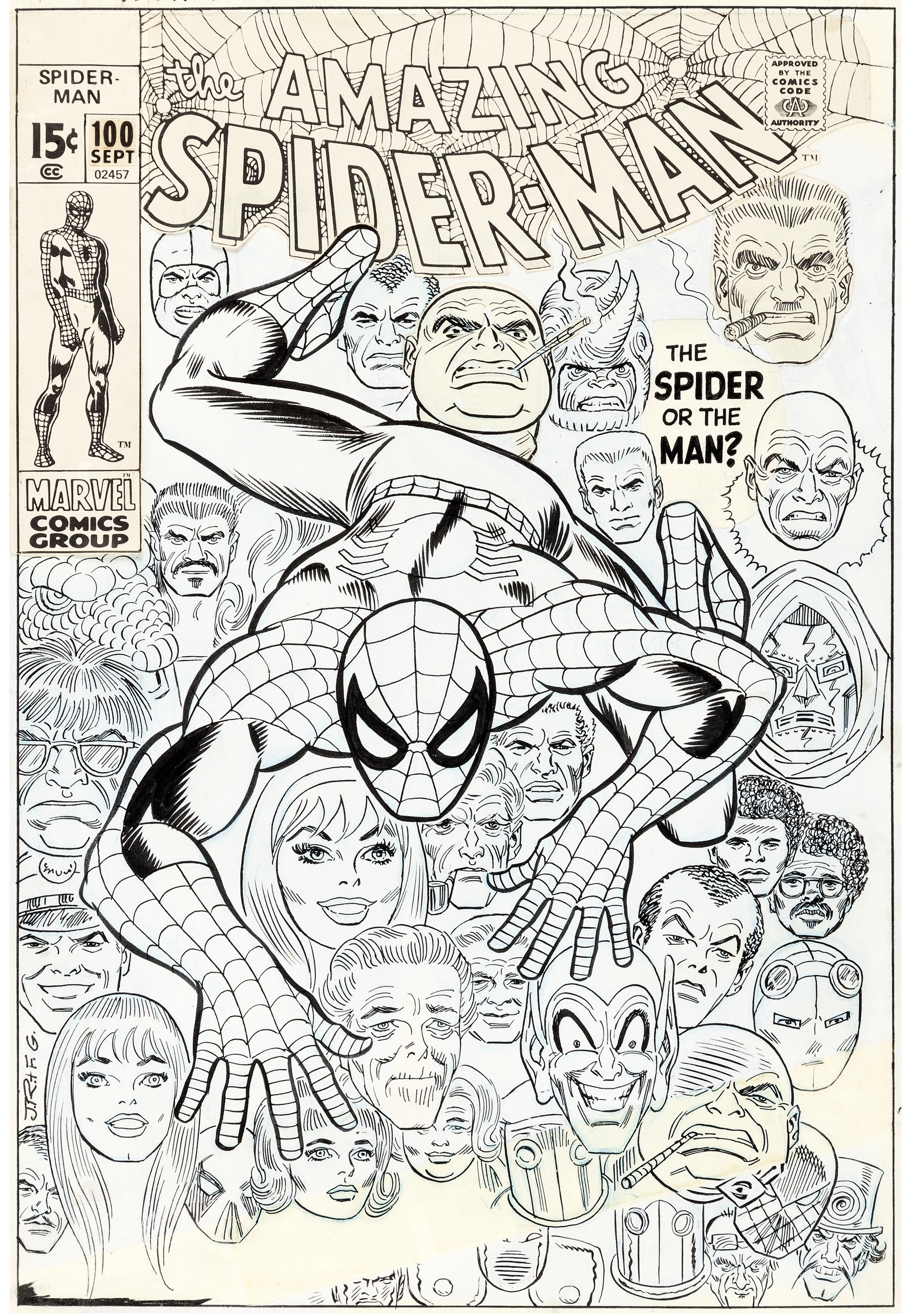 Amazing Spider-Man #100 Cover Original Art (Marvel, 1971) credit Heritag_Fotor
