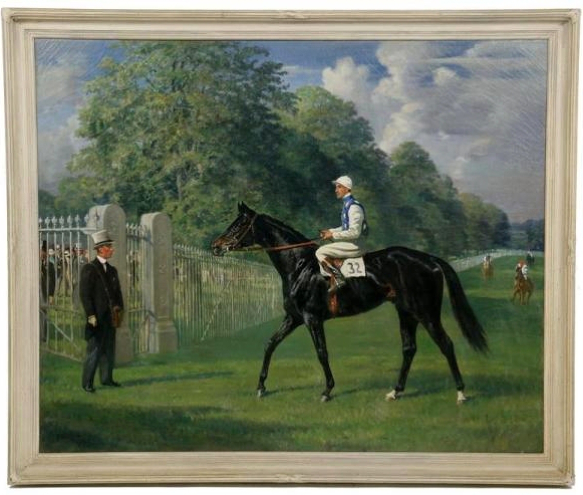 The top selling lot of the sale was this large portrait of the race horse Totaig painted by Franklin Brooke Voss (1880–1953), which finished at $46,800. In 1932, the horse won the Royal Hunt Cup at Ascot. He was the first American horse to win the race and an underdog at odds of 33-1.