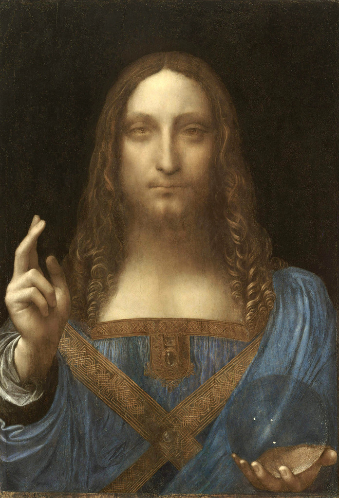 “Salvator Mundi” by Leonardo da Vinci (Italian, 1452–1519), oil on panel, height 25-13/16 by width 17-7/8 inches. ©2011 Salvator Mundi LLC. —Tim Nighswander/Imaging4Art photo