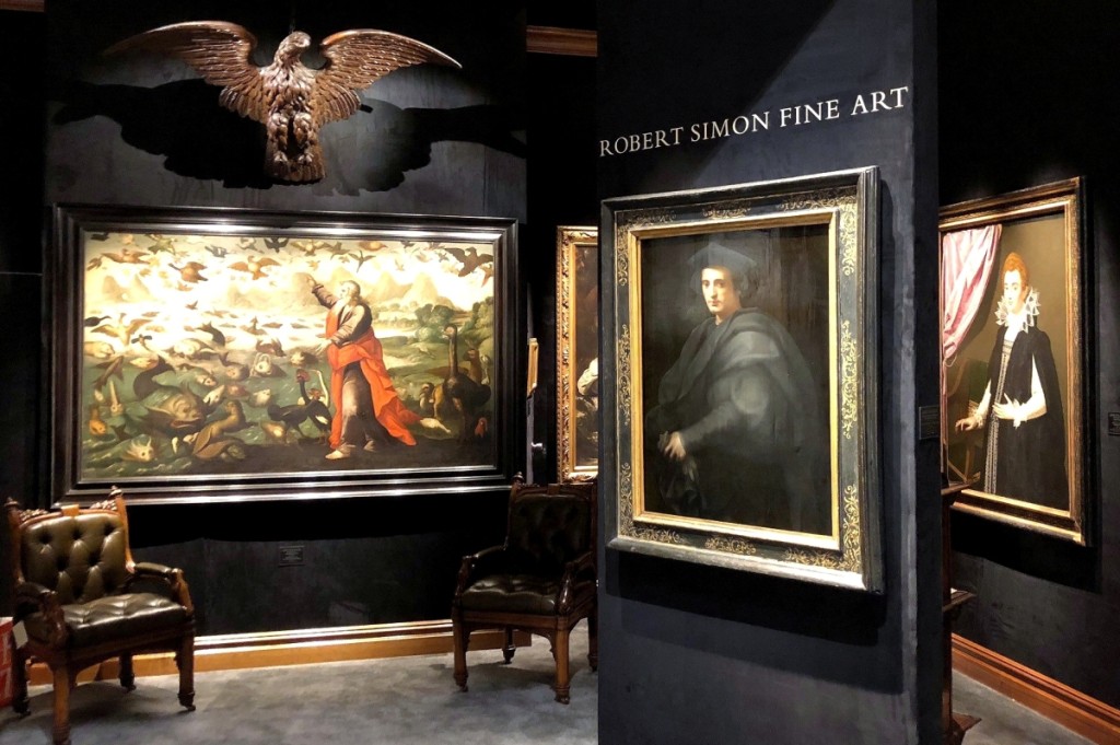 Simon’s booth at the 2018 Winter Antiques Show in New York City.