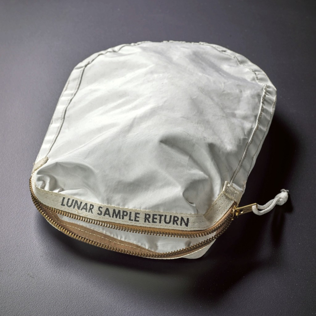 Apollo 11 Contingency Lunar Sample Return Bag used by Neil Armstrong   on Apollo 11 to bring back the very first pieces of the moon ever collected —   traces of which remain in the bag. Sold July 20, 2017, for $1,812,500.   Photos courtesy Sotheby’s