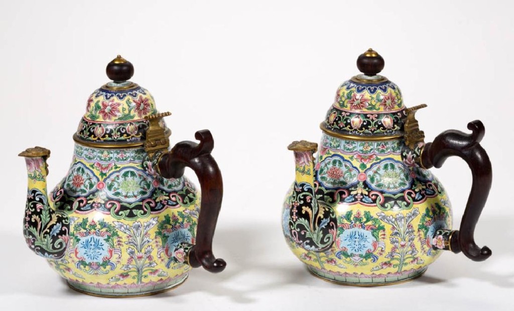 Chinese enamel teapots at Jeff Evans