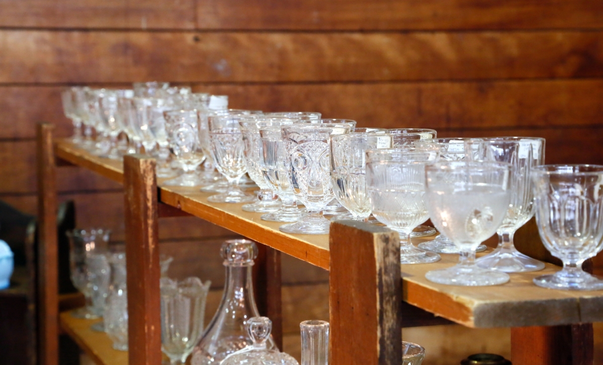 New England pattern glass in all its forms was on display in the booth of Betsy Hewlett Lessig, Cape Cod, Mass.