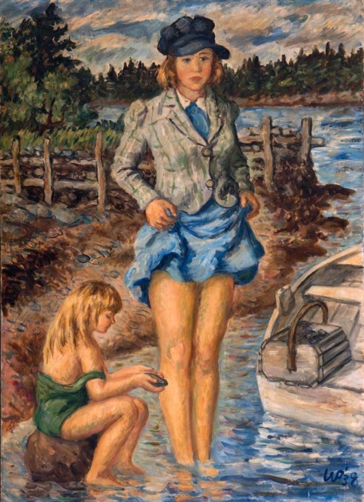 The highest priced painting in the sale, realizing $31,720, was “Penobscot Gals” by Waldo Peirce. It had been exhibited at the Whitney Museum of American Art in 1938.