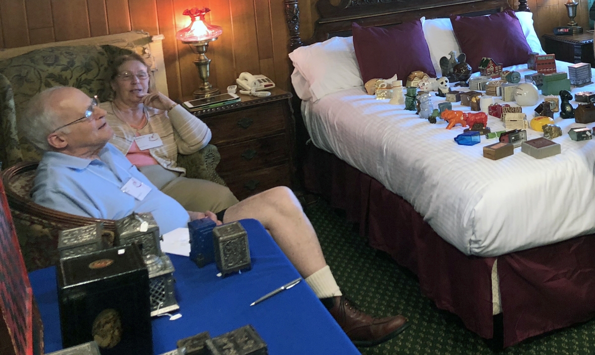 Don and Betty Jo Heim arrived early and had their banks on display.