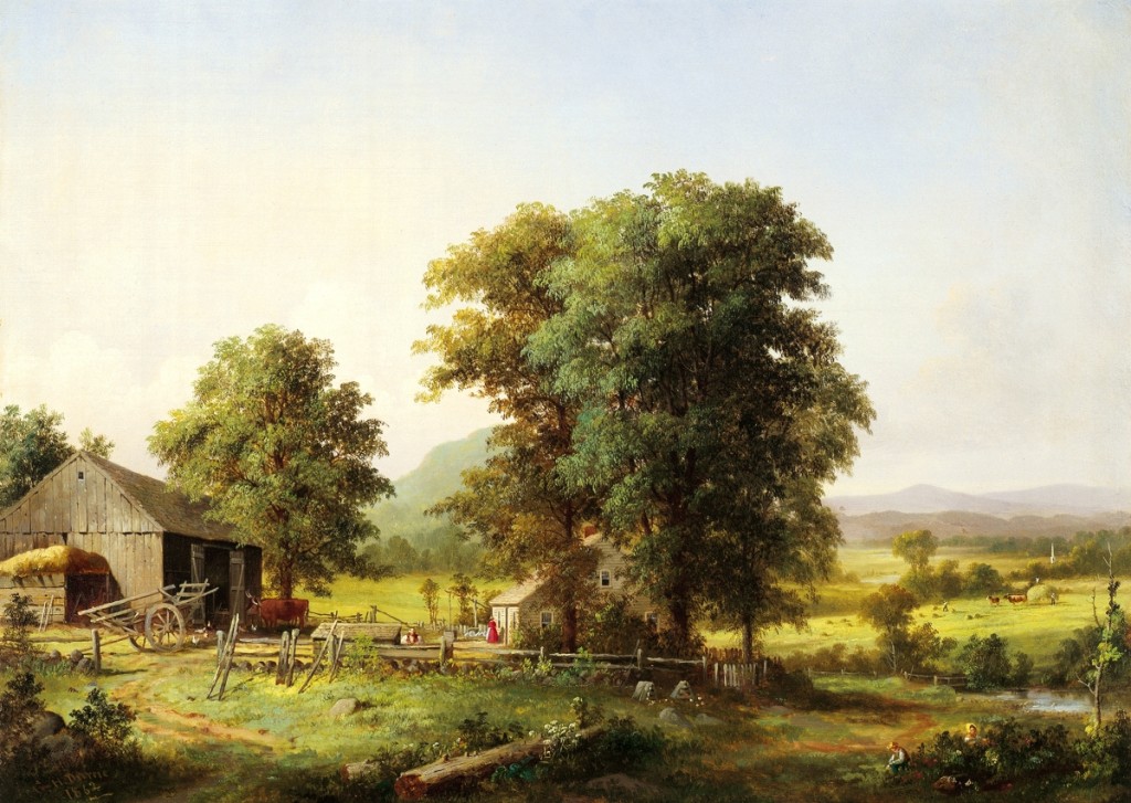 “Summer Landscape” by George Henry Durrie (1820–1863), 1862, oil on canvas, 22 by 30 inches. Florence Griswold Museum, gift of the Hartford Steam Boiler Inspection and Insurance Company.