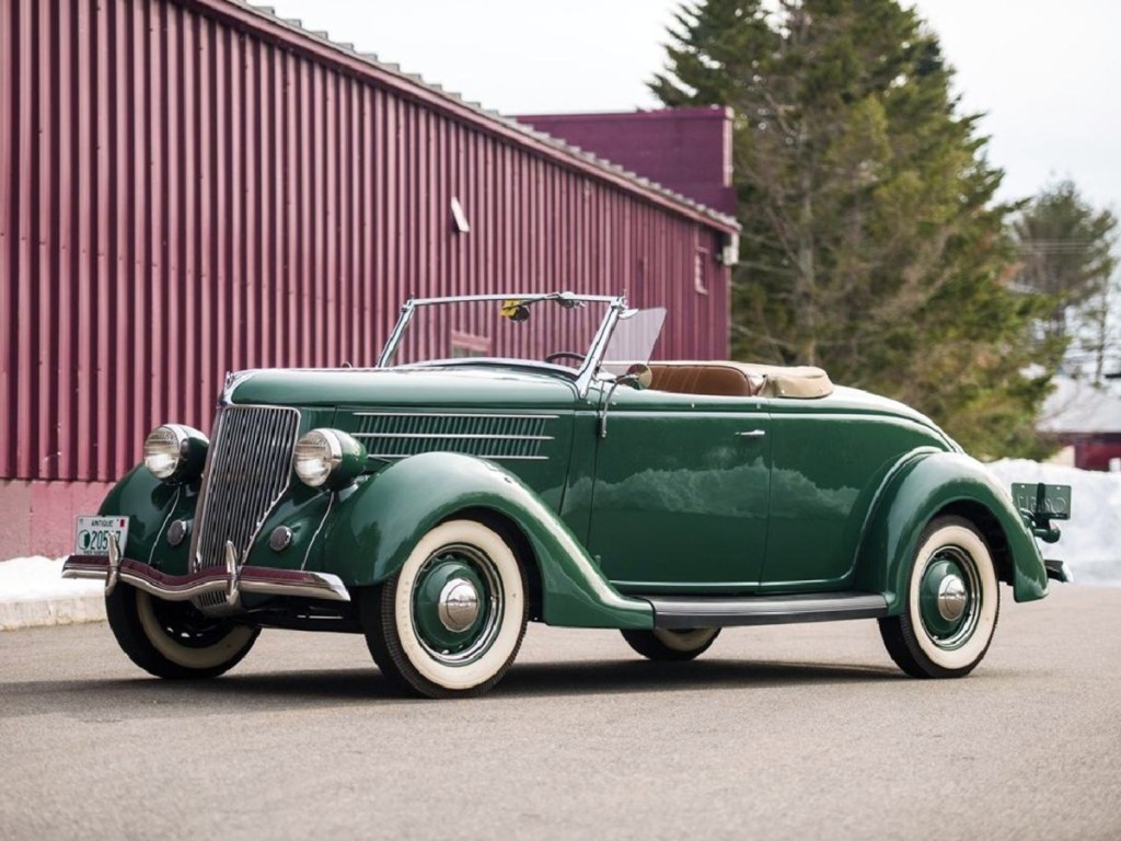 Selling well past its estimate at $140,000, this 1936 Ford V-8 Deluxe Roadster was a very popular car in its day. Dingman had the engine rebuilt by Roush Performance Products. Only 3,862 were built and this one is probably the only one with a Roush-built V8.