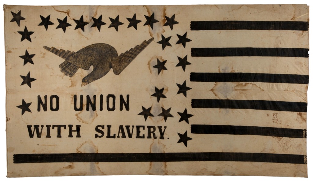 The top lot of the sale was this rare and historically important antislavery flag banner, which sold for $46,800 to Jeff Bridgman.