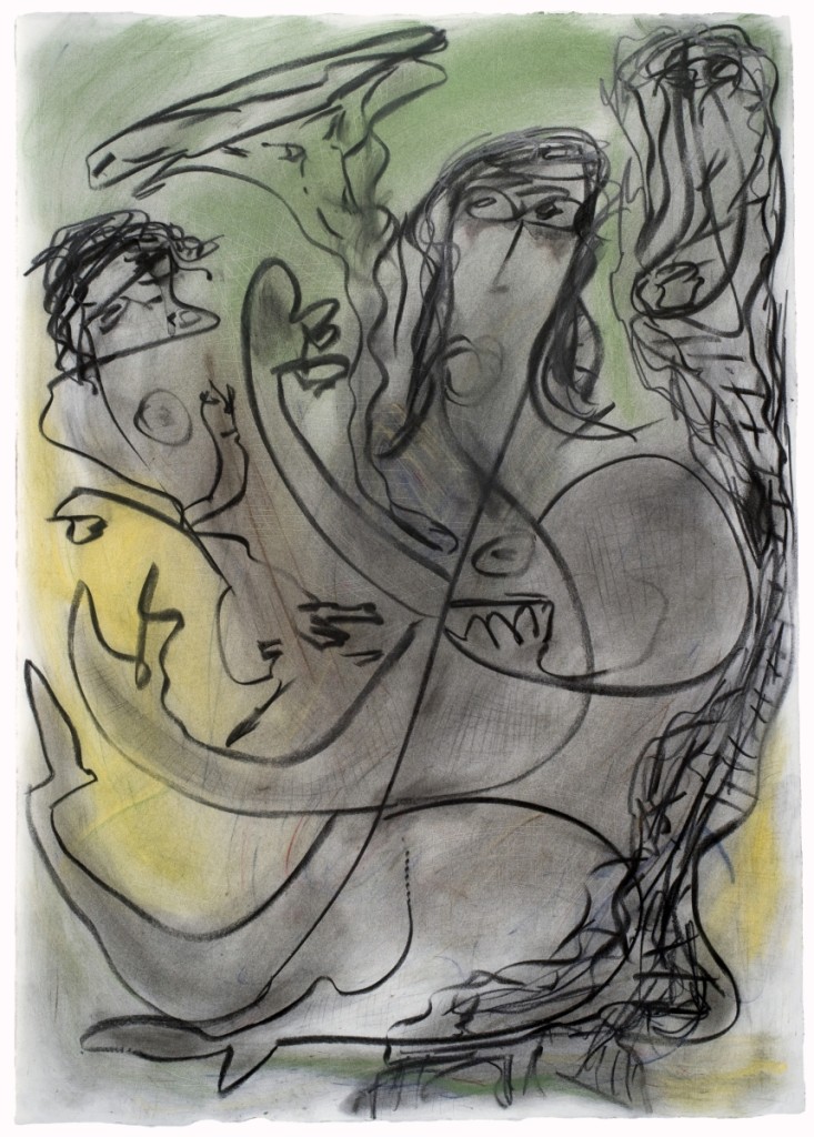 “Untitled (Mother and Child)” by Thornton Dial, 1995, charcoal and pastel on paper, 41¾ by 29-  inches.