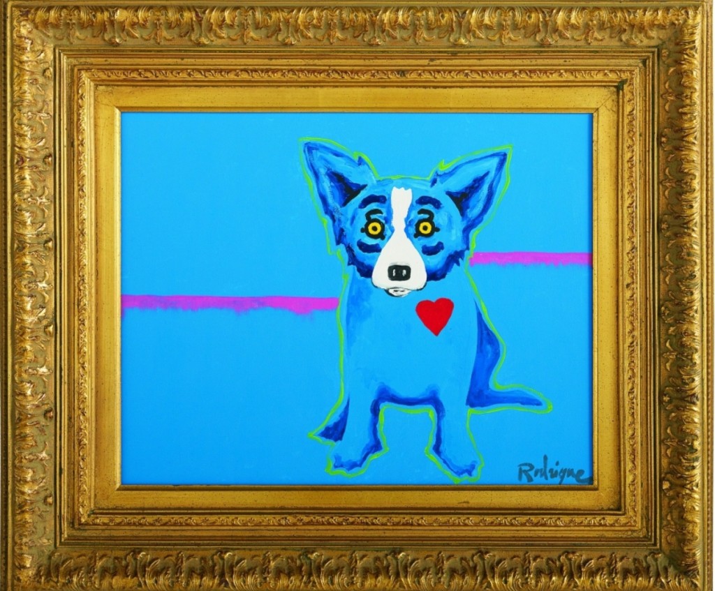 While every New Orleans auction seems to have a Blue Dog by local artist George Rodrigue (1944–2013), their appeal on the block never fades. “Love Electricity” from 2002 sold for $50,000, well above its estimate.