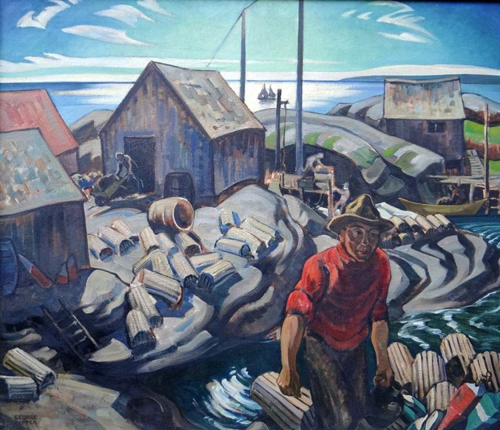 An agent bidding on behalf of a private buyer claimed “Blue Rocks” by George Douglas Pepper (1903–1962), RCA, OSA, for CN$110,000. The price appears to be a record at auction. Exhibited in the Canadian National Exhibition in 1933, the painting is a major Social Realist work of a Nova Scotia subject by a Canadian war artist with ties to the Group of Seven. The painting last sold at Sotheby’s Toronto in 1994 for CN$15,000.