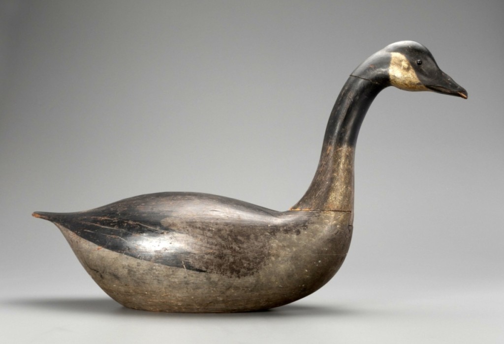 Earnest-Gregory dovetailed goose, Massachusetts or Pennsylvania, circa 1870, 29½ inches long, $810,000 ($500/800,000). Adele Earnest (1901–1993) discovered this Canada goose and two like it in Pennsylvania in 1954. O’Brien purchased the figure at Sotheby’s auction of the estate of folk art collector Stewart E. Gregory (1913–1976) in 1979. Donal C. O’Brien Jr Collection.