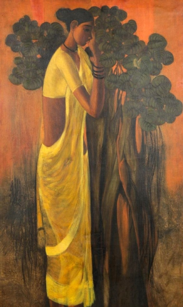 B. Prabha (1933-2001), “Painting of a Standing Woman’ was the top lot at $27,500.