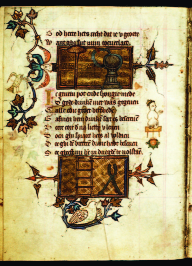 Bob Eckstein, author of The History of the Snowman, found the snowman’s earliest known depiction in an illuminated manuscript of the Book of Hours from 1380 in the Koninkijke Bibliotheek in The Hague, Netherlands.