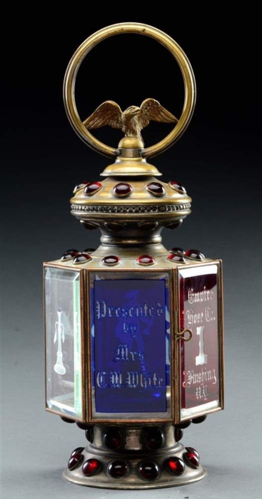 Top lot in the three-day sale was this rare six-sided fireman’s wrist lantern with 42 red glass jewels, which made a final price of $35,840.