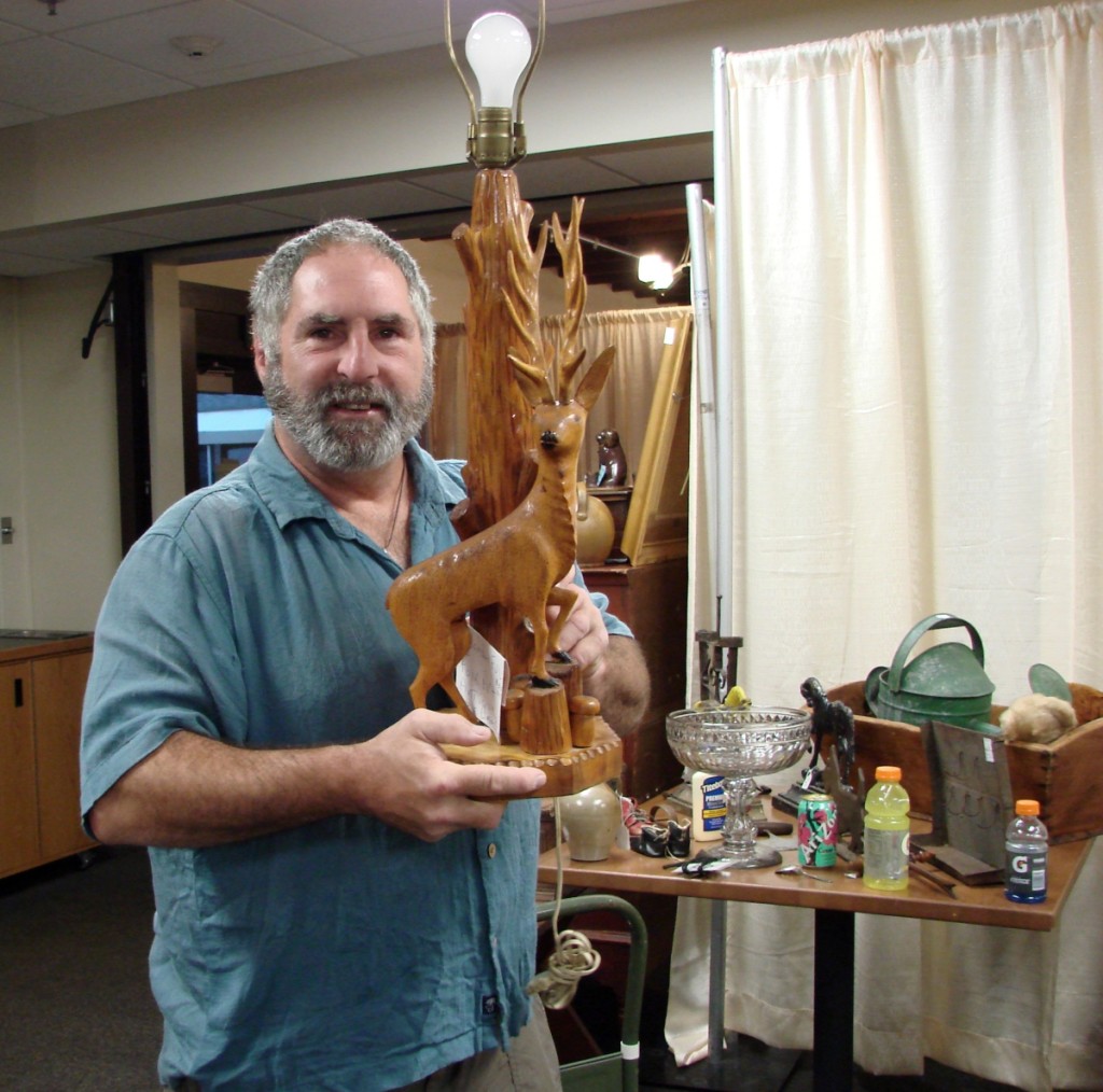Matt King, Marshfield, Mass., said that one of his favorite things in his booth was this well-carved deer lamp. He had found it on the South Shore and priced it at $395.