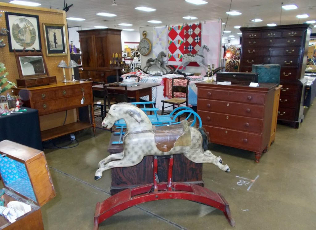 Steve Jenkins Antiques, Shelbyville, Ind., had three rocking horses and sold all of them over the weekend. He was set up with Sharon Green Antiques, Sharon, Conn.