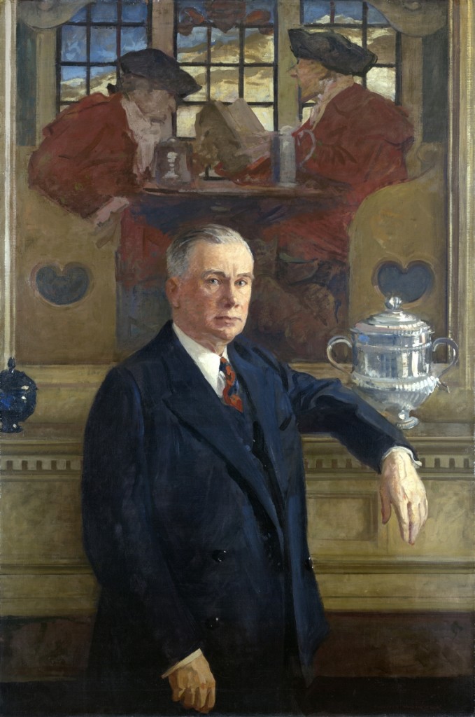 “Garvan clearly understood the importance of glass in his collection,” says Gordon, noting Garvan’s decision to have the blue sugar bowl painted into his portrait. “Francis P. Garvan” by Augustus Vincent Tack, circa 1930. Oil on canvas. Bequest of Mabel Brady Garvan.