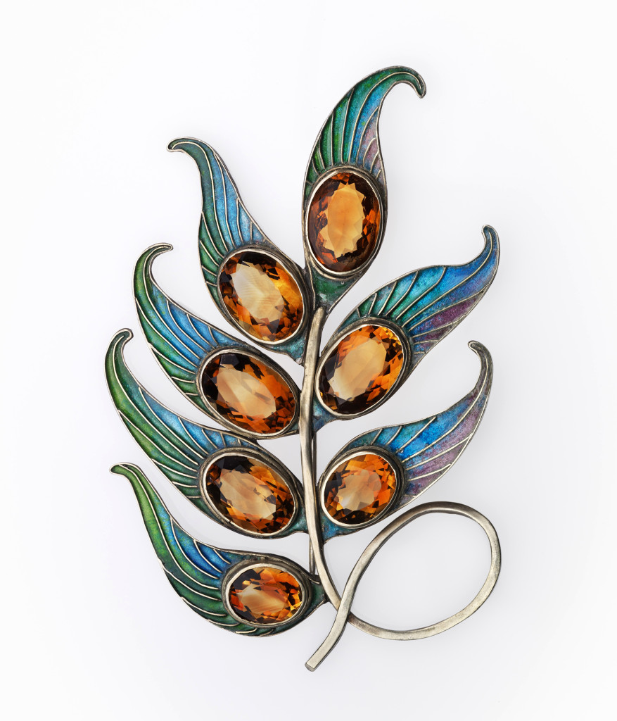 Brooch by Gertrude S. Twichell (1889–1943), early twentieth century. Silver, enamel and citrine. Terry and Paul Somerson. Courtesy, Museum of Fine Arts, Boston. 