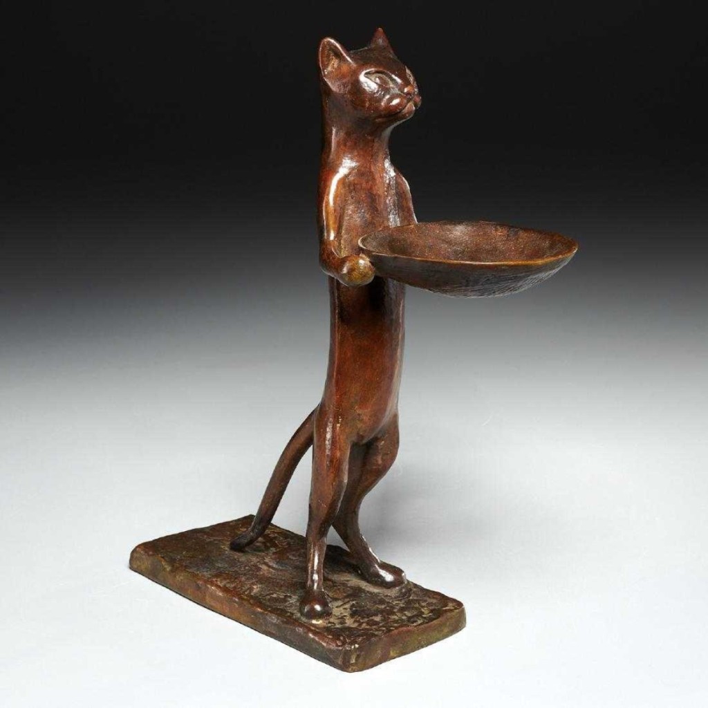 The top lot of the sale was this Diego Giacometti standing bronze cat titled “Chat maitre-d’hotel,” circa 1967, 11½ inches high, that sold for $81,250. Eugene Thaw acquired it from James Lord, a biographer and recognized authority on Alberto and Diego Giacometti.